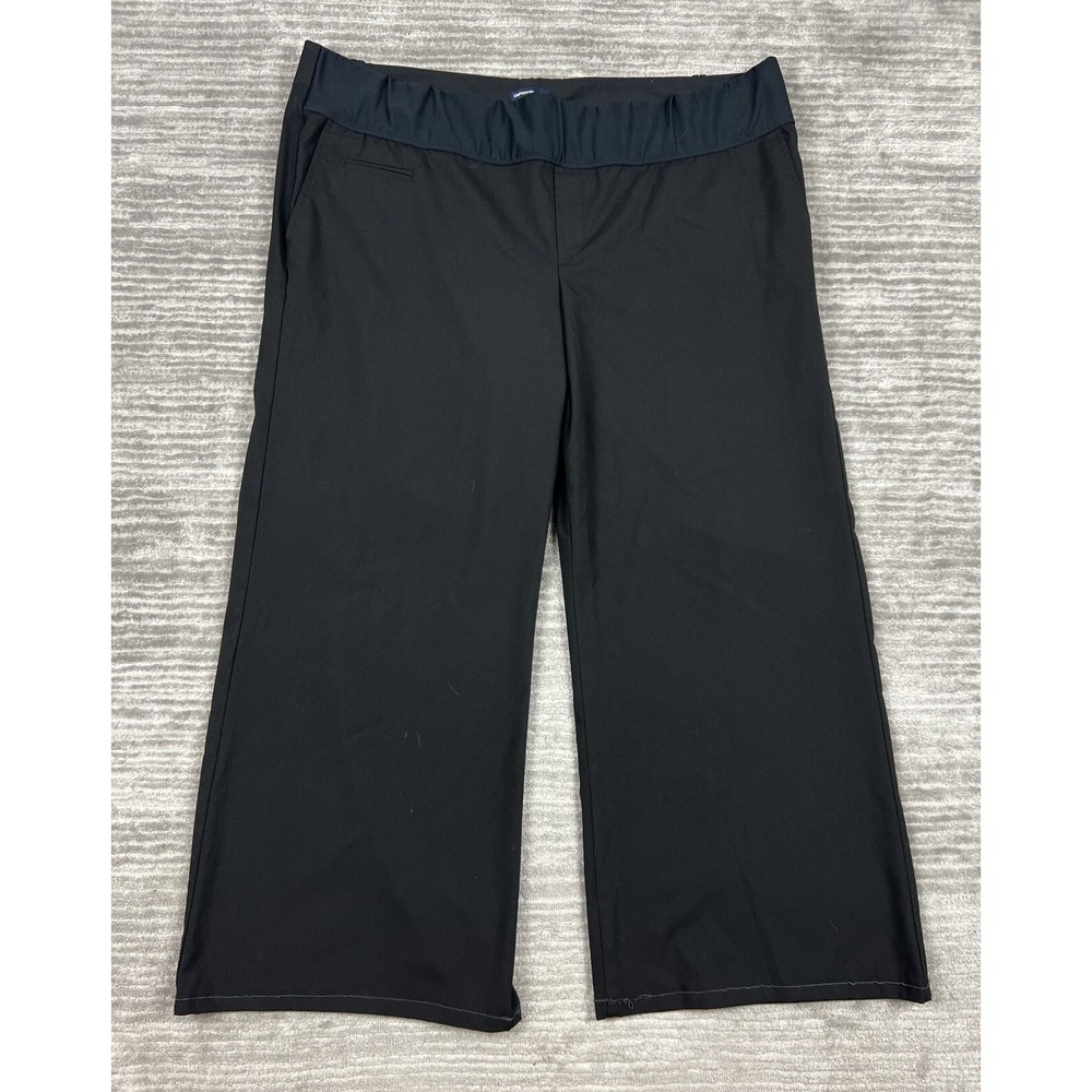Gap Maternity Pants Womens 18 Black Hemmed‎ Pull On Wide Leg Stretch
